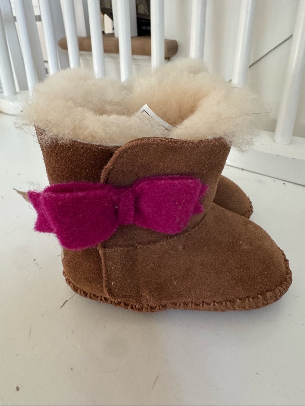 UGG Cream Plush Shearling Baby Booties
